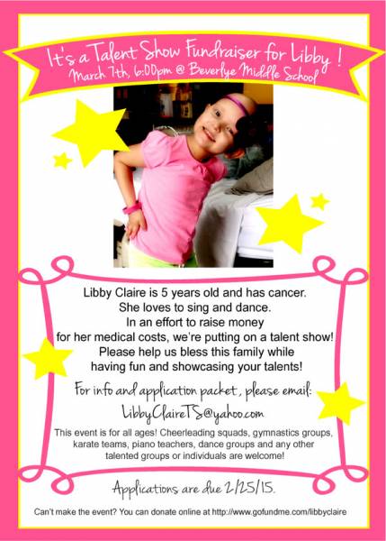 Talent show fundraiser for Libby Claire Rushing