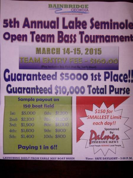 5th Annual Lake Seminole Open Team Bass Tournament