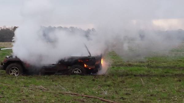 Jeep Catches Fire while Mudding