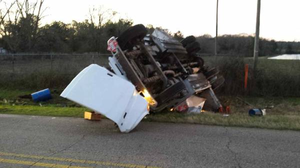 Fuel Tanker Overturned on South County 55 in Lovetown