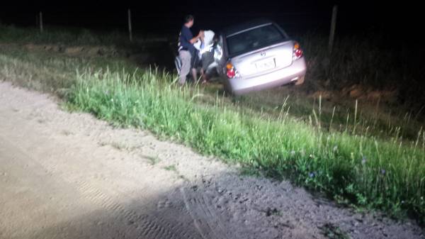 10:03 PM... Vehicle in Ditch on Hardy Road