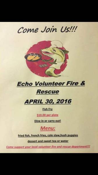Echo Volunteer Fire and Rescue Fish Fry
