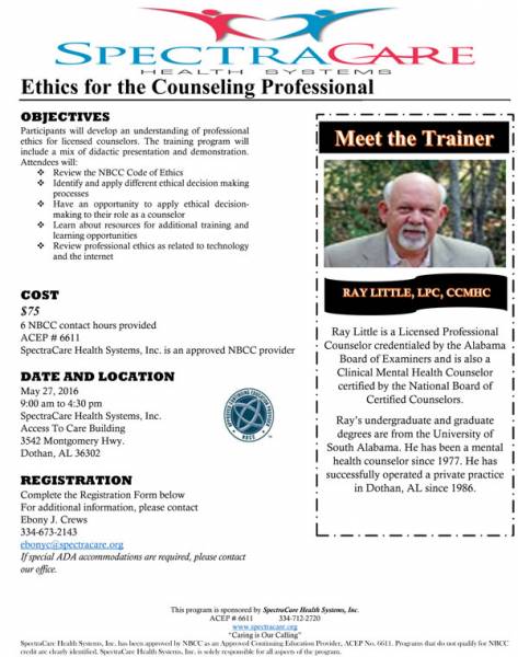 Upcoming Ethics Training Hosted by SpectraCare Health Systems
