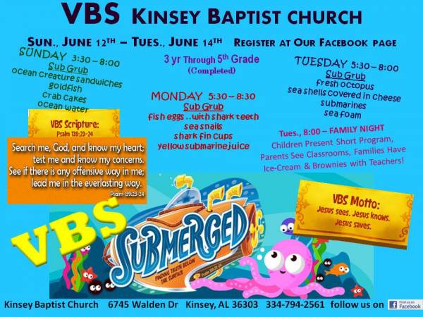 Vacation Bible School Hosted at Kinsey Baptist Church
