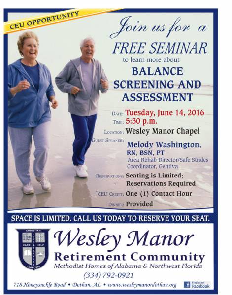 Wesley Manor to offer free seminar with CEU credit