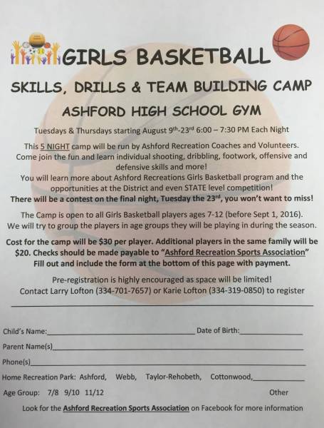 Ashford Recreation Sports Association hosting a Girls basketball clinic