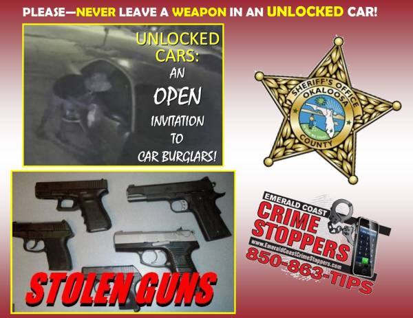 GUNS STOLEN FROM UNLOCKED CARS A CONTINUING PUBLIC SAFETY ISSUE