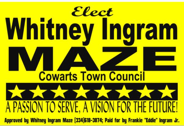 Whitney Ingram Maze announces candidacy for Cowarts Town Council
