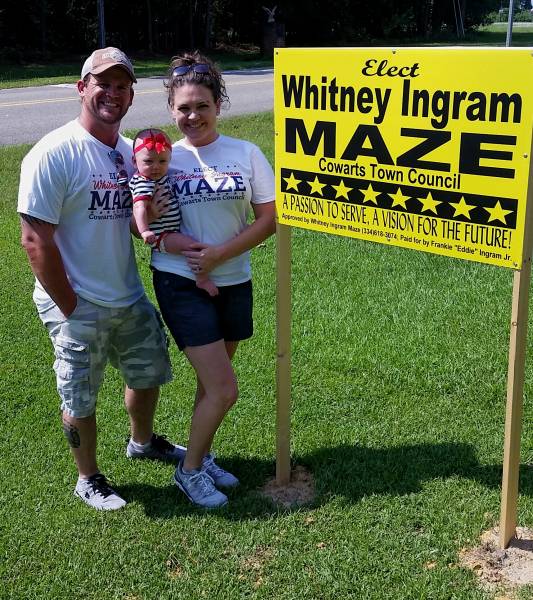 Whitney Ingram Maze Thanks Citizens of Cowarts