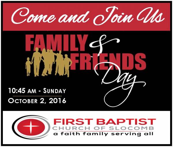 Family and Friends Day at First Baptist Church of Slocomb