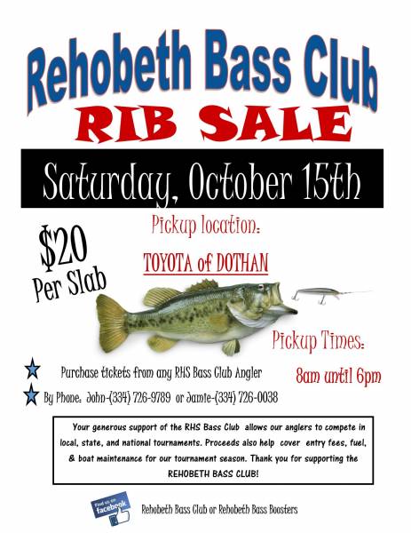 RIB SALE TODAY and TOMORROW benefiting Rehobeth Bass Club