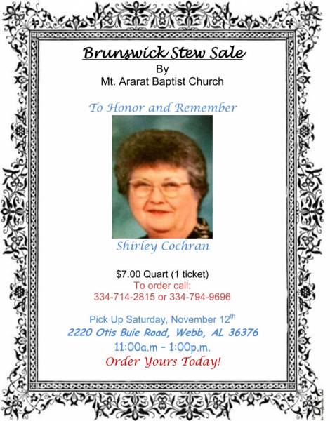 Brunswick Stew Sale Set for November 12th