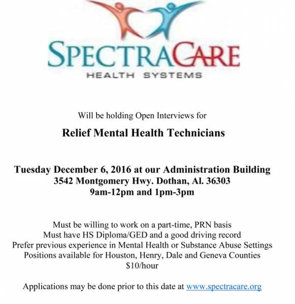 SpectraCare Health Systems to Hold Interviews