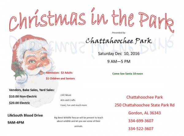 This Saturday- Visits with Santa, Great Food, Christmas Shopping and Wildlife at the Chattahoochee State Park