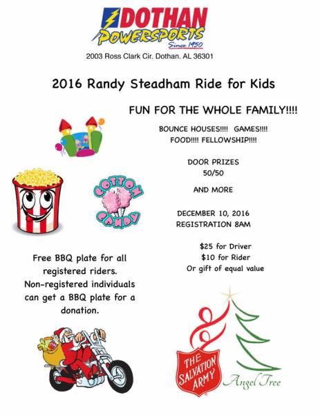 Annual Randy Steadham Memorial Ride Set for December 10th