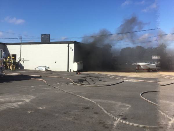 10:31AM.    Fire At Storage Building Next To Harley Davidson