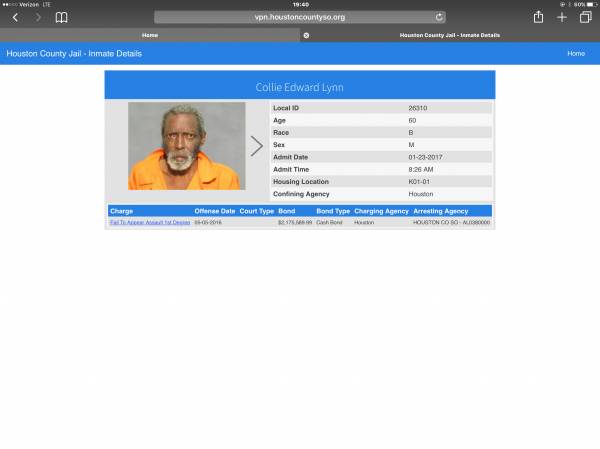Man Held In Houston County Jail On $ 2,175,589.99 Bond