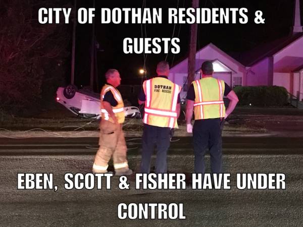 UPDATED @ 10:32 PM.  8:05 PM.  Overturned Vehicle John D. Odom and Napier Field Road - Power Outage