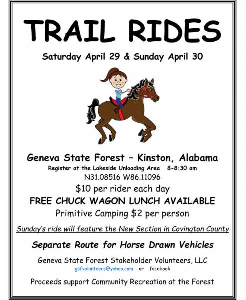 Trail Rides Set for April 29th and 30th