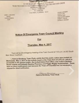 Special Called EMERGENCY Meeting Called for Tomorrow Night in Columbia