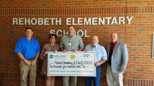 Wiregrass Electric Cooperative’s Operation Roundup presented a check to the  Rehobeth Elementary School Beta Club