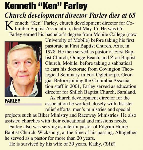 Celebration of Life Service for Ken Farley