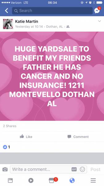 Huge Yard Sale To Benefit Cancer Patient