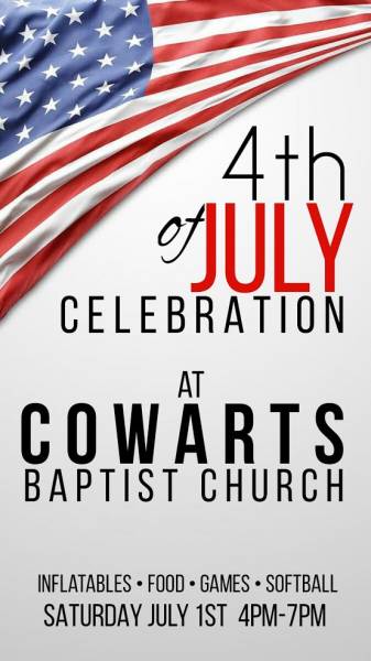 Fourth of July on July 1st at Cowarts Baptist