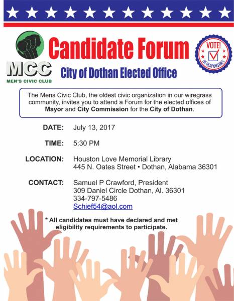 Candidate Forum to be Held July 13th