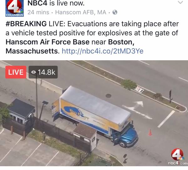 10:34 AM. In Boston Evacuations Taking Place When Truck Found With Explosives