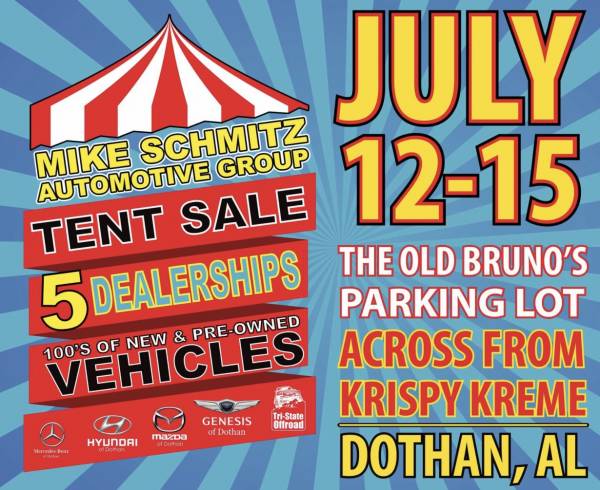 Mike Schmitz autimotive group tent sale going on this week July 12-15