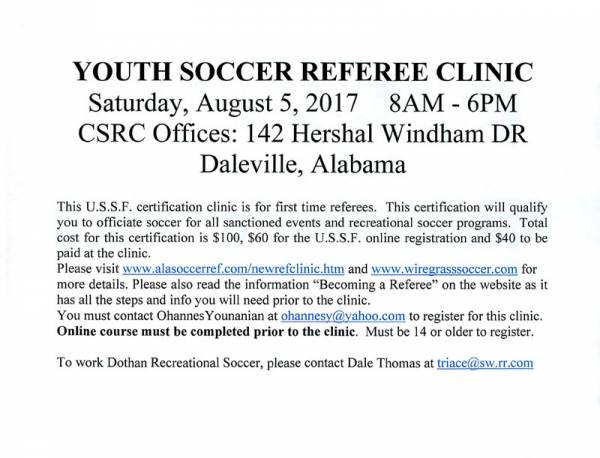 Youth Soccer Referee Clinic