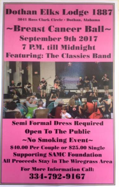 Dothan Elks Lodge 1887 will Host a Breast Cancer Ball