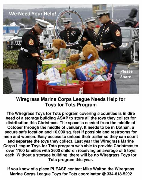 Toys for Tots Needing Warehouse Space
