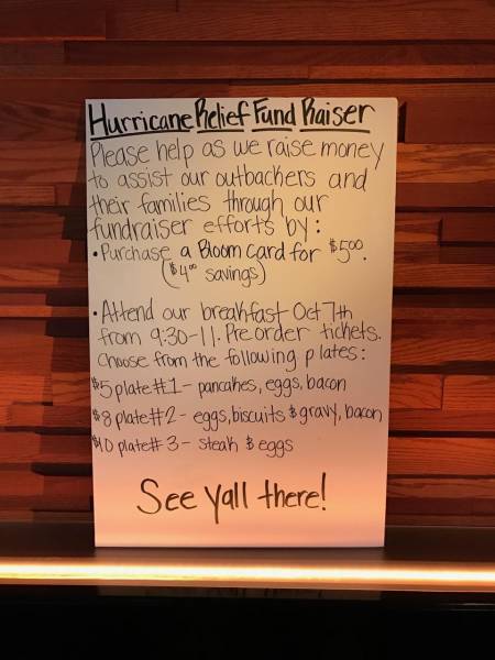 Outback of Dothan Holding a Hurricane Relief Fund Raiser