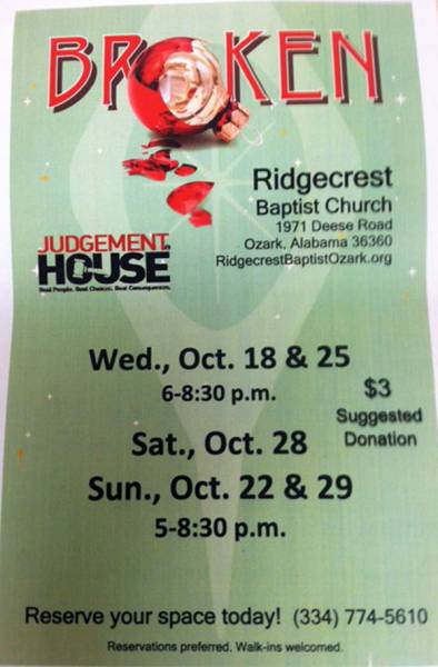 Ridgecrest Baptist Church is Hosting Broken