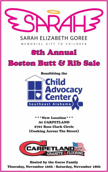 8th Annual Sarah Elizabeth Goree Boston Butt & Rib Sale