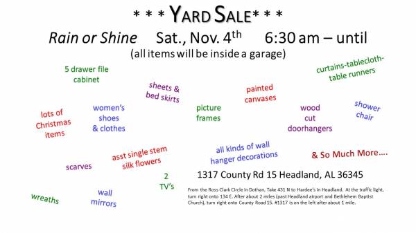 Yard Sale !!!! Yard Sale !!!!
