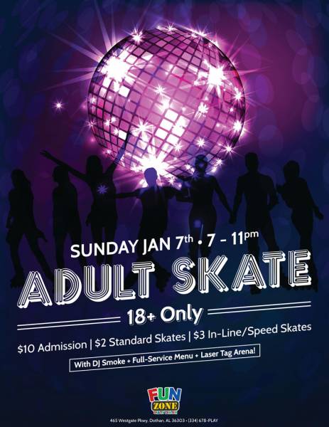 Fun Zone to Host Adult Skate Sunday January 7th