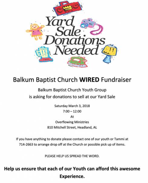 Donations for Church Yard Sale