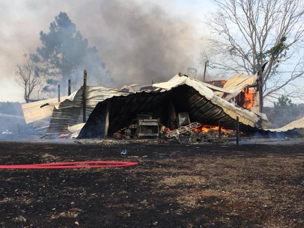UPDATED at 9:20 PM... Grass Fire Claims Barn on Dale County Road 549