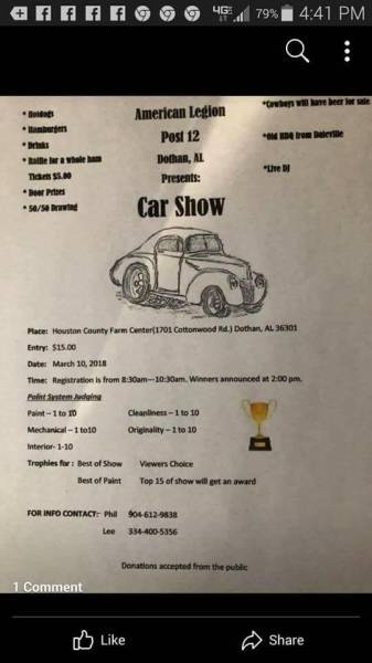 American Legion Post 12 is Hosting a Car Show