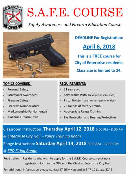 Enterprise Police is Offering a SAFE Course