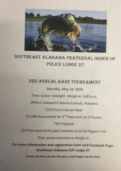 Fraternal Order of Police 3rd Annual Bass Tournament