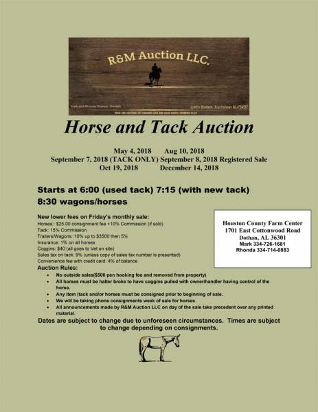 Horse and Tack Auction Set for May 4th