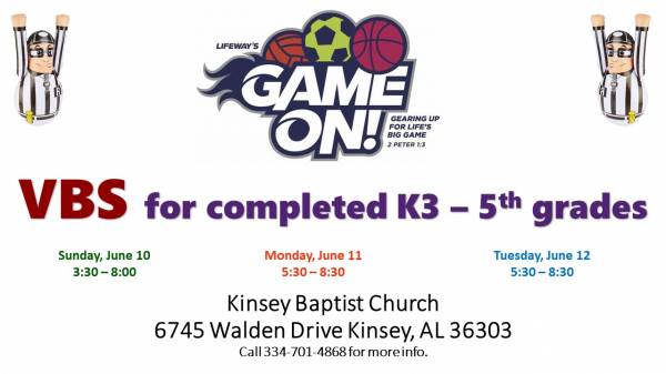 Kinsey Baptist Church to host Vacation Bible School