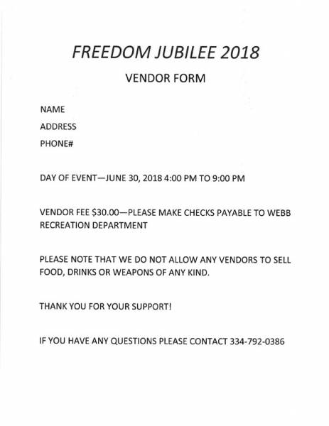 Town of Webb 2018 Freedom Jubilee