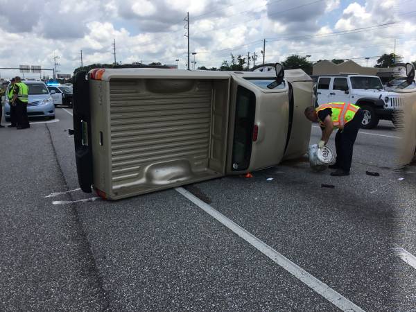 12:39 PM.  Four Vehicle Accident Serious - Critical Injuries Dispatched - Overturned