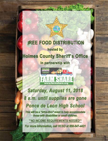 Holmes County Sheriff's Office to Host Farm Share Food Distribution