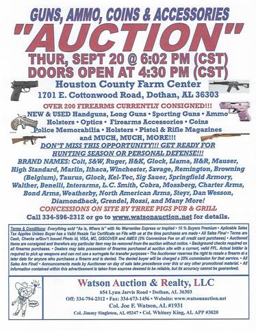 Gun Auction Set for September 20th